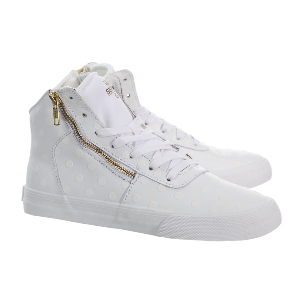 Chaussures de Skate Supra Cuttler Blanche White/White Femme | OAP-28537113